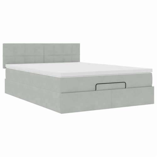 Otomanski krevet s madracem i LED 140x190 cm baršunasti - Svjetlosiva 140 x 190 cm Blok s kvadratima Cijena