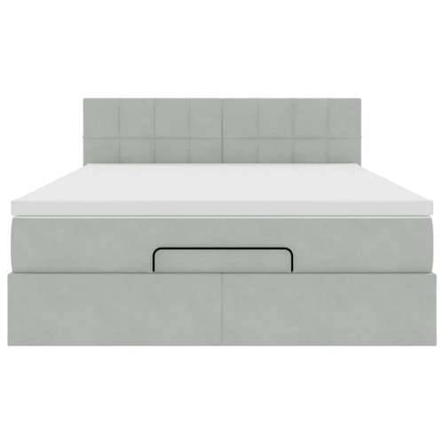 Otomanski krevet s madracem i LED 140x190 cm baršunasti - Svjetlosiva 140 x 190 cm Blok s kvadratima Cijena