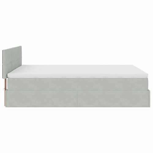 Otomanski krevet s madracem i LED 140x190 cm baršunasti - Svjetlosiva 140 x 190 cm Blok s kvadratima Cijena