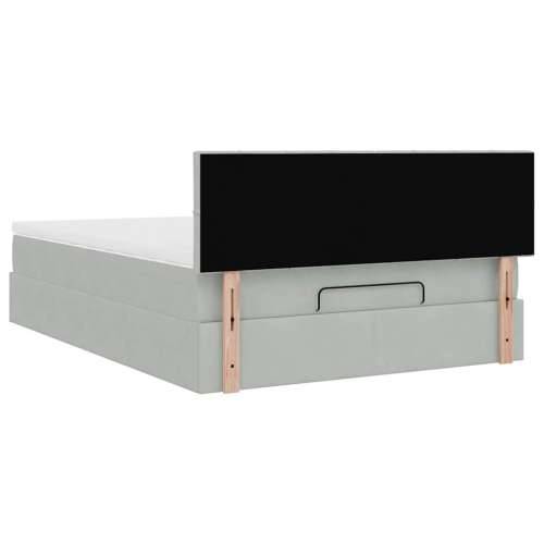 Otomanski krevet s madracem i LED 140x190 cm baršunasti - Svjetlosiva 140 x 190 cm Blok s kvadratima Cijena