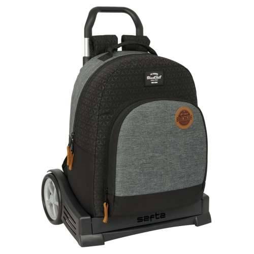 Školski Ruksak s Kotačima BlackFit8 Old school Crna Siva 32 x 42 x 15 cm Cijena
