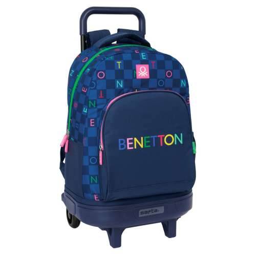 Školski Ruksak s Kotačima Benetton Damero Mornarsko plava 33 x 45 x 22 cm Cijena