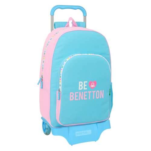 Školski Ruksak s Kotačima Benetton Unique Roza Turkizno 30 x 46 x 14 cm Cijena
