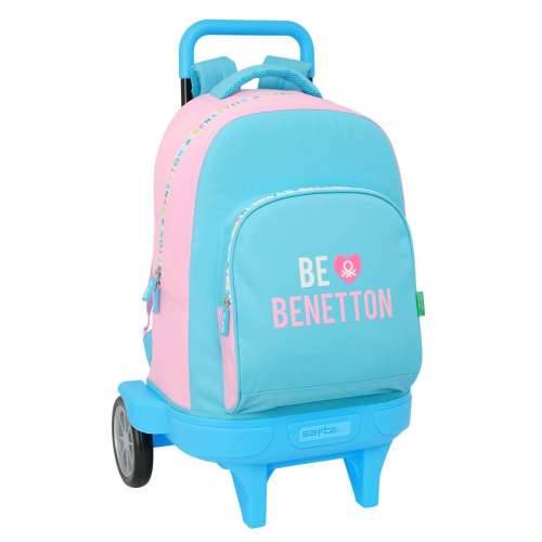 Školski Ruksak s Kotačima Benetton Unique Roza Turkizno 33 x 45 x 22 cm Cijena