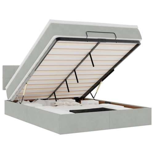 Otomanski krevet s madracem svijetlosivi 140x190 cm baršunasti - Svjetlosiva 140 x 190 cm Blok s kvadratima Cijena