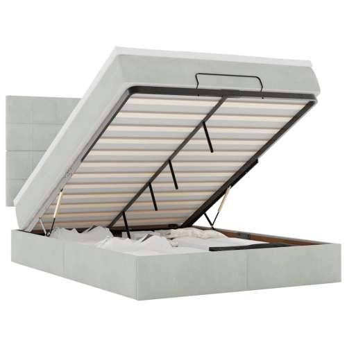 Otomanski krevet s madracima i LED 140x190 cm baršunasti - Svjetlosiva 140 x 190 cm Blok s kvadratima Cijena