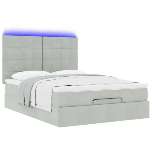 Otomanski krevet s madracima i LED 140x190 cm baršunasti - Svjetlosiva 140 x 190 cm Blok s kvadratima Cijena