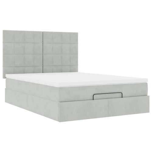 Otomanski krevet s madracima i LED 140x190 cm baršunasti - Svjetlosiva 140 x 190 cm Blok s kvadratima Cijena