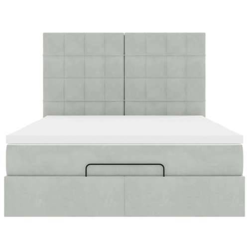 Otomanski krevet s madracima i LED 140x190 cm baršunasti - Svjetlosiva 140 x 190 cm Blok s kvadratima Cijena