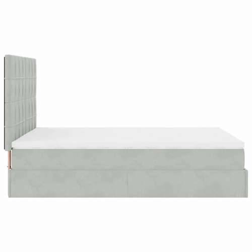 Otomanski krevet s madracima i LED 140x190 cm baršunasti - Svjetlosiva 140 x 190 cm Blok s kvadratima Cijena