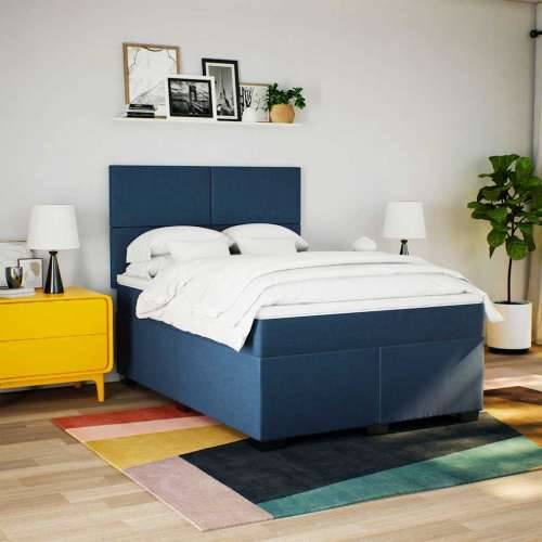 Krevet s oprugama i madracem plavi 140 x 190 cm od tkanine - Plava 140 x 190 cm Gladak dizajn Cijena
