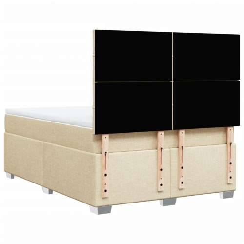 Krevet s oprugama i madracem krem 160x200 cm od tkanine - Krema 160 x 200 cm Blok s kvadratima Cijena