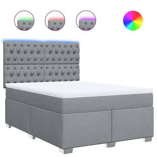 Krevet box spring s madracem svjetlosiva 160x200 cm tkanina - Svjetlosiva 160 x 200 cm Dizajn s gumbima Cijena