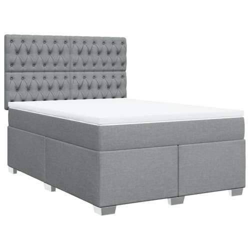 Krevet box spring s madracem svjetlosiva 160x200 cm tkanina - Svjetlosiva 160 x 200 cm Dizajn s gumbima Cijena