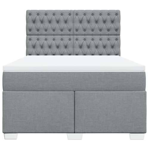 Krevet box spring s madracem svjetlosiva 160x200 cm tkanina - Svjetlosiva 160 x 200 cm Dizajn s gumbima Cijena