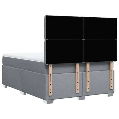 Krevet box spring s madracem svjetlosiva 160x200 cm tkanina - Svjetlosiva 160 x 200 cm Dizajn s gumbima Cijena