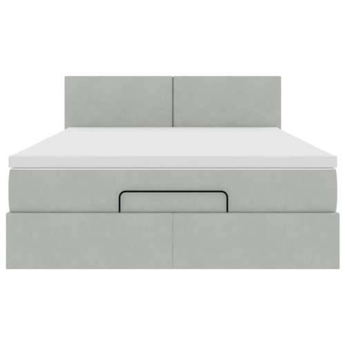 Otomanski krevet s madracem i LED 140x190 cm baršunasti - Svjetlosiva 140 x 190 cm Gladak dizajn Cijena