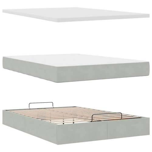 Otomanski krevet s madracem i LED 140x190 cm baršunasti - Svjetlosiva 140 x 190 cm Gladak dizajn Cijena