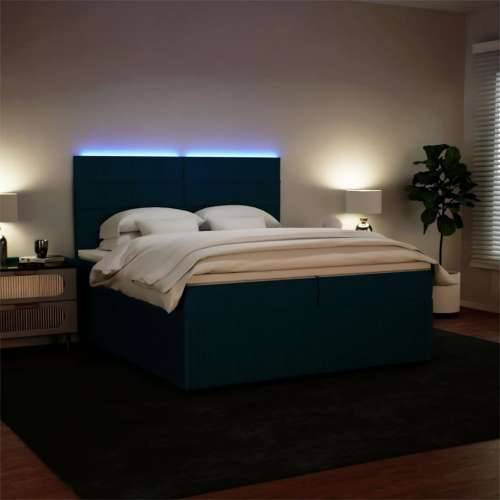 Krevet s oprugama i madracem plavi 200x200 cm baršunasti - Plava 200 x 200 cm Blok s kvadratima Cijena