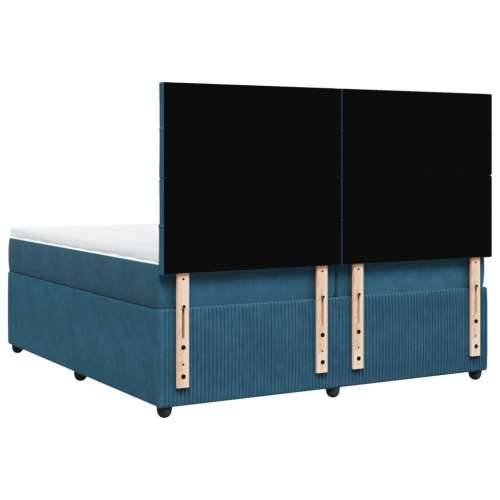 Krevet s oprugama i madracem plavi 200x200 cm baršunasti - Plava 200 x 200 cm Blok s kvadratima Cijena