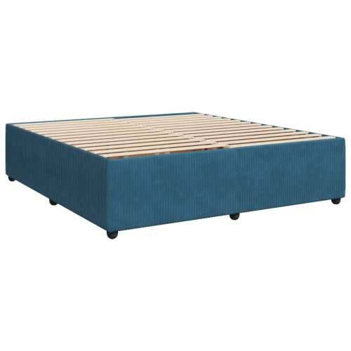 Krevet s oprugama i madracem plavi 200x200 cm baršunasti - Plava 200 x 200 cm Blok s kvadratima Cijena