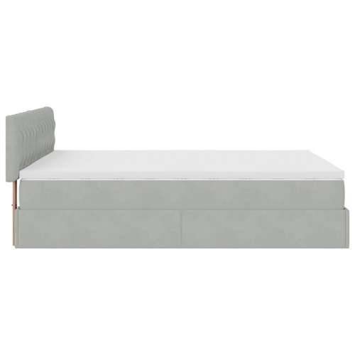 Otomanski krevet s madracem i LED 140x190 cm baršunasti - Svjetlosiva 140 x 190 cm Dizajn s gumbima Cijena