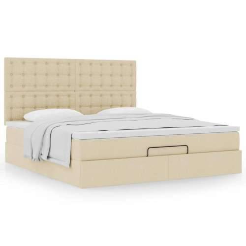 Otomanski krevet s madracem krem 160x200 cm od tkanine - Krema 160 x 200 cm gumbi Cijena