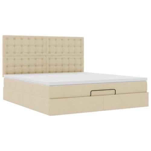 Otomanski krevet s madracem krem 160x200 cm od tkanine - Krema 160 x 200 cm gumbi Cijena