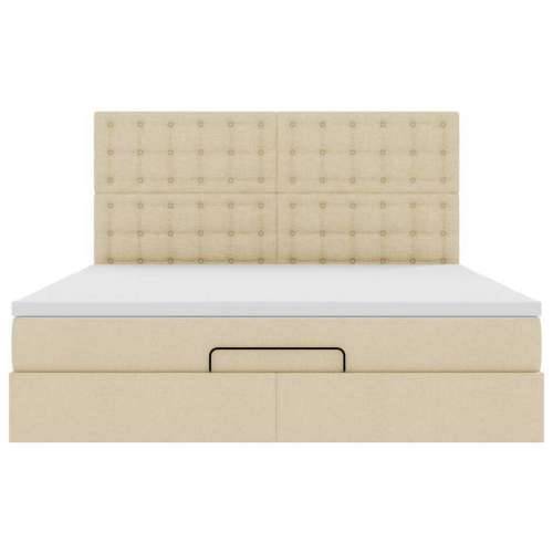 Otomanski krevet s madracem krem 160x200 cm od tkanine - Krema 160 x 200 cm gumbi Cijena