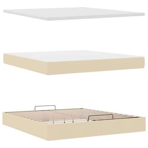 Otomanski krevet s madracem krem 160x200 cm od tkanine - Krema 160 x 200 cm gumbi Cijena