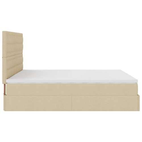 Otomanski krevet s madracem krem 160x200 cm od tkanine - Krema 160 x 200 cm gumbi Cijena