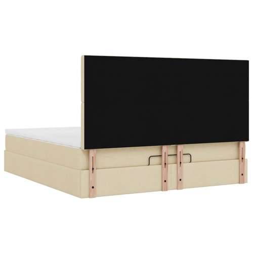 Otomanski krevet s madracem krem 160x200 cm od tkanine - Krema 160 x 200 cm gumbi Cijena