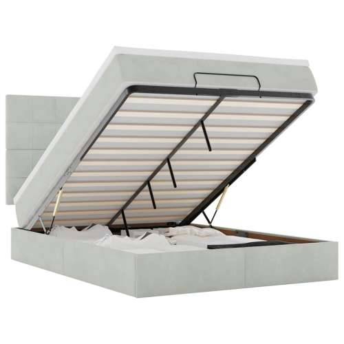 Otomanski krevet s madracima svijetlosivi 140x190 cm baršunasti - Svjetlosiva 140 x 190 cm Blok s kvadratima Cijena