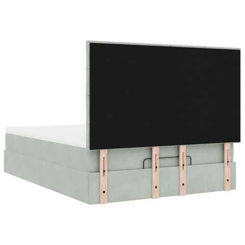 Otomanski krevet s madracima svijetlosivi 140x190 cm baršunasti - Svjetlosiva 140 x 190 cm Blok s kvadratima Cijena