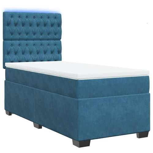 Box spring krevet s madracem plavi 80 x 200 cm baršunasti - Plava 80 x 200 cm Dizajn s gumbima Cijena