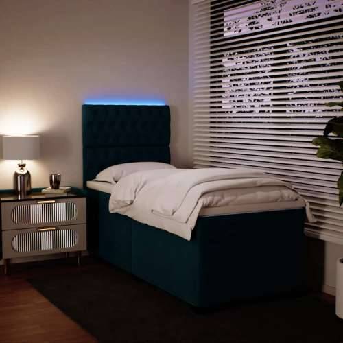 Box spring krevet s madracem plavi 80 x 200 cm baršunasti - Plava 80 x 200 cm Dizajn s gumbima Cijena