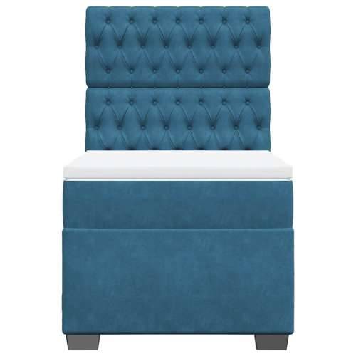 Box spring krevet s madracem plavi 80 x 200 cm baršunasti - Plava 80 x 200 cm Dizajn s gumbima Cijena