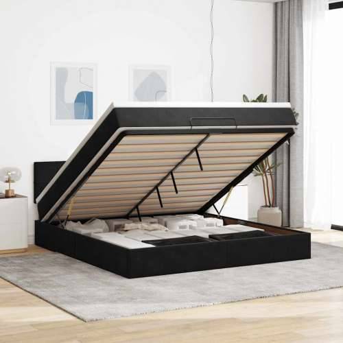 Otomanski krevet s madracem i LED crni 180x200cm baršunasti - Crna 180 x 200 cm Blok s kvadratima Cijena