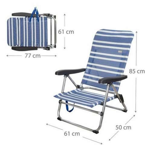 Stolica za za plažu Aktive 62601 Bijela Mornarsko plava 61 x 50 x 85 cm Aluminij Cijena
