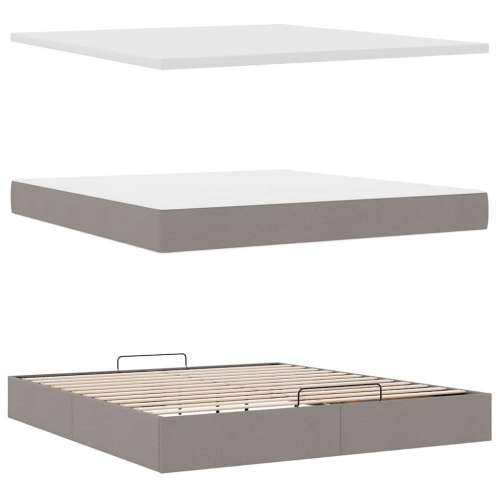 Otomanski krevet s madracem smeđesivi 160x200cm od tkanine - Sivo-smeđa 160 x 200 cm Blok s kvadratima Cijena