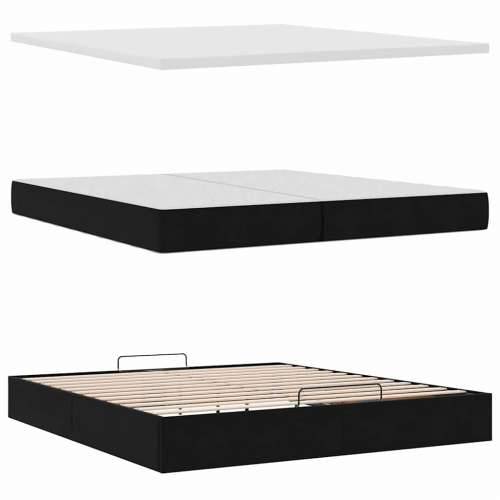 Otomanski okvir kreveta s madracima crni 200x200cm baršunasti - Crna 200 x 200 cm gumbi Cijena