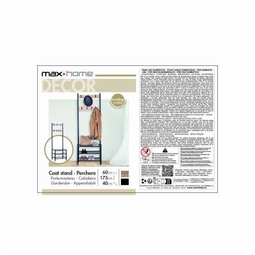 Vješalica za kapute s policom Max Home Čelik Melamin iverica Minimalistički 60 x 175 x 40 cm Cijena