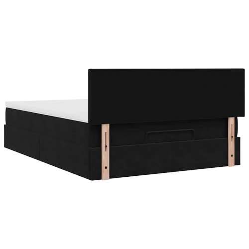 Otomanski krevet s madracem&LED crni 140x190 cm baršunasti - Crna 140 x 190 cm Gladak dizajn Cijena