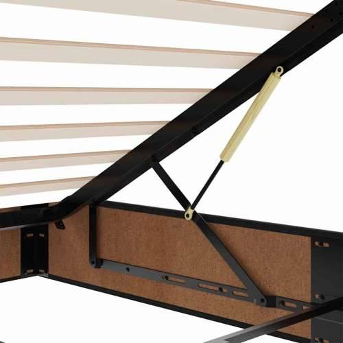 Otomanski krevet s madracem&LED crni 140x190 cm baršunasti - Crna 140 x 190 cm Gladak dizajn Cijena