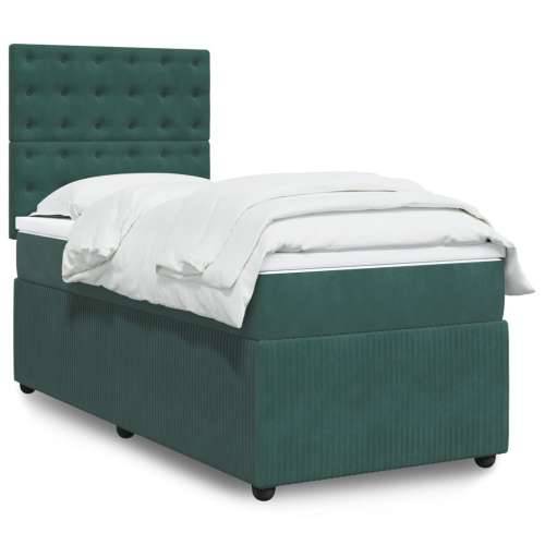 Box spring krevet s madracem tamnozeleni 90x190 cm baršunasti - Tamnozelena 90 x 190 cm gumbi Cijena