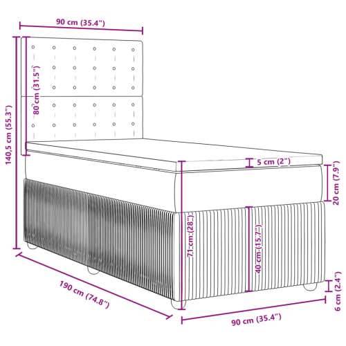 Box spring krevet s madracem tamnozeleni 90x190 cm baršunasti - Tamnozelena 90 x 190 cm gumbi Cijena