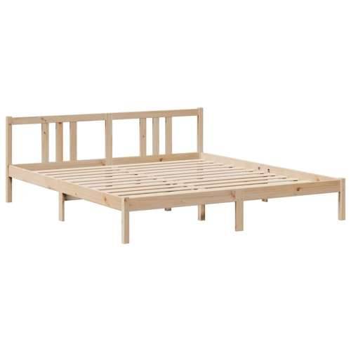 Krevet s regalom za knjige bez madraca 180x200 cm od borovine - Prirodna 180 x 200 cm Cijena