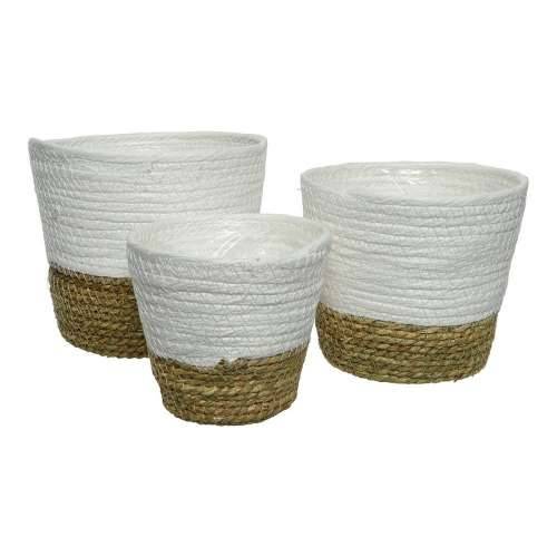 Set žardinjera EDM 875984 Bijela Smeđa Uže (3 Dijelovi) Cijena