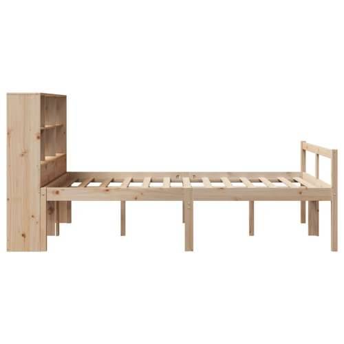 Krevet s regalom za knjige bez madraca 140x200 cm od borovine - Prirodna 140 x 200 cm Cijena