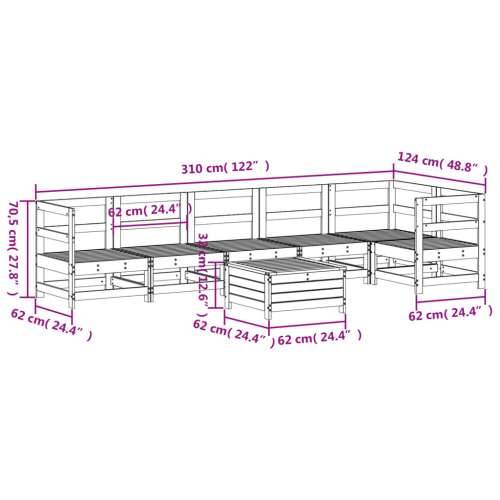 Vrtna garnitura - 7-dijelni set vrtnih sofa od masivne borovine - Prirodna boja bora 1 Cijena